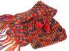 Cap knitted with pom-poms + scarf