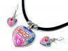 Necklace and earrings set FIMO HEART with stone
