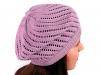 Women´s beret knitted yarned with faggoting