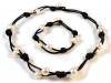 Necklace and bracelet  set on leather cord