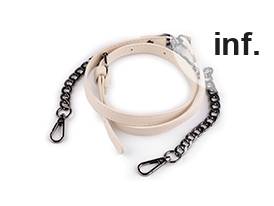 Eco Leather Strap / Handle with Chain and Carabiners for Handbag, width 1.5 cm