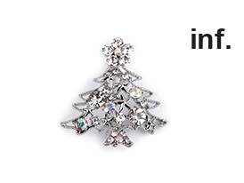 Brooch with Rhinestones, Christmas Tree 