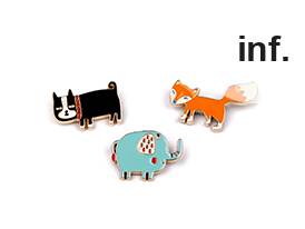Brooch - Dog, Elephant, Fox