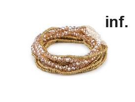 Elastic bracelets made of seed beads and cut beads, set of 10 pieces