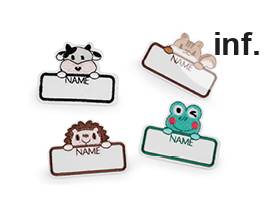 Adhesive textile name tag / label