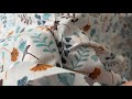 Cotton Fabric / Canvas, Flowers and Leaves