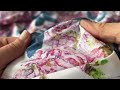 Cotton fabric / canvas, flowers, butterflies, width 220 cm